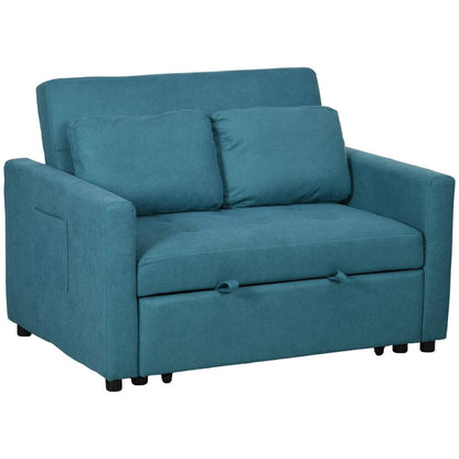 Versatile 2-Seater Sofa Bed - Blue, Discover the perfect space-saving solution with this 2-Seater Sofa Bed. Stylish by day, it converts to a comfy bed at night. Includes cushions and pockets.