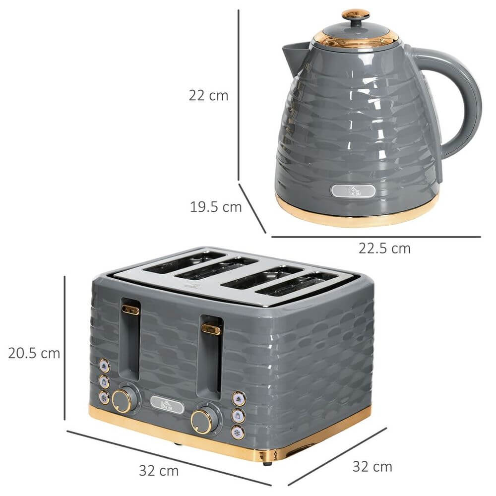 Stylish Kettle & Toaster Set - Rapid Boil & Toast, Upgrade your kitchen with a 1.7L kettle and 4-slice toaster set. Sleek, rapid, and perfect for busy mornings.