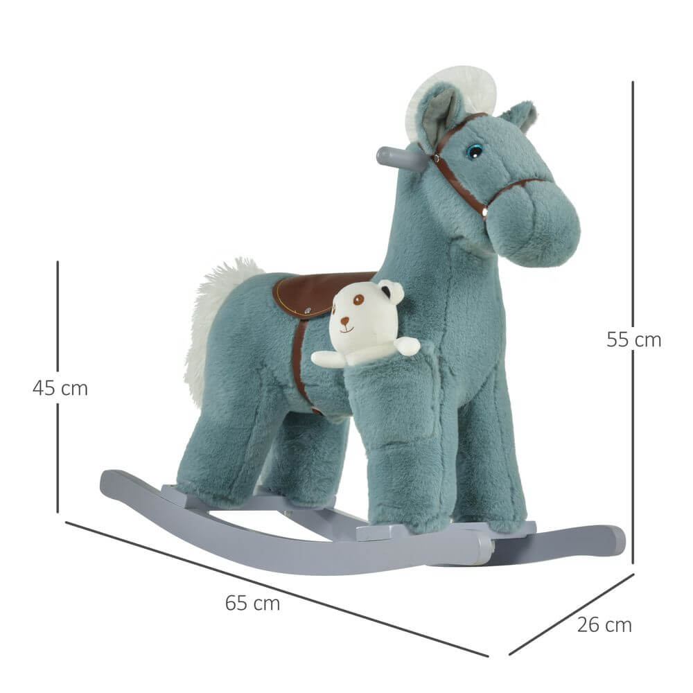 Plush Rocking Horse with Sounds for Kids, Delight in adventure with a kids' plush rocking horse. Features realistic sounds of neighing and galloping for endless fun and engagement! Safe and comfy.