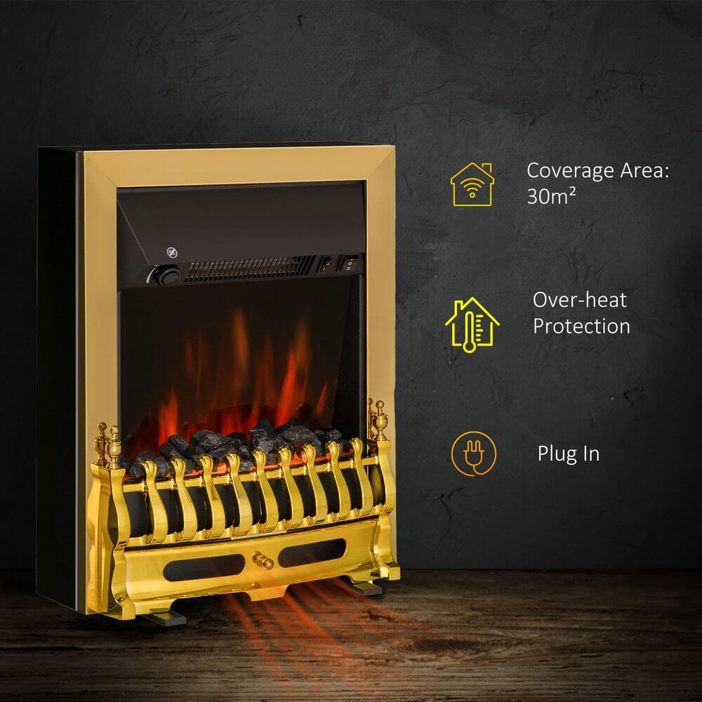 Realistic LED Flame Electric Fireplace 2000W, Enhance your home with this electric fireplace, offering a cozy coal effect and stylish LED lighting. Durable and easy to maintain.