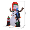 6ft Inflatable Snowman with Penguins, Brighten your yard with our 6ft inflatable snowman and penguins, featuring LED lights for festive holiday cheer.